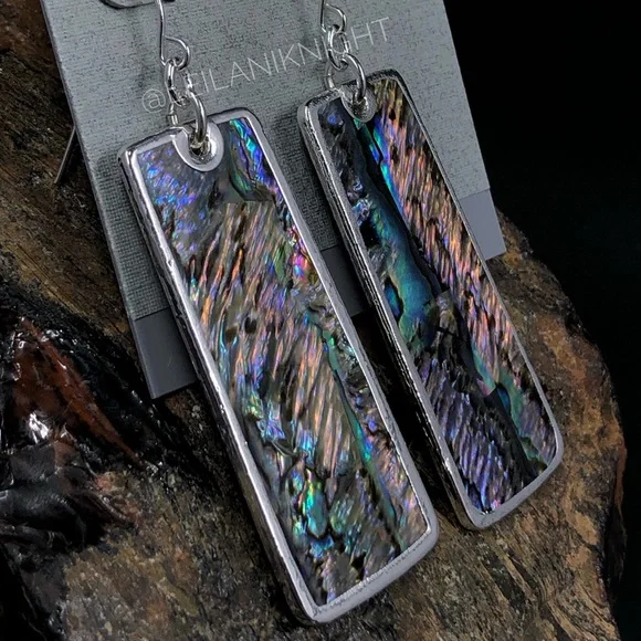 Robert Lee Morris SOHO Genuine Abalone Long Dangle Earrings - Picture 6 of 9